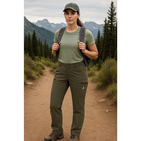 Eddie Bauer First Ascent Women’s Size 8 Hiking Pants Green Nylon Stretch Outdoor - Picture 1 of 9